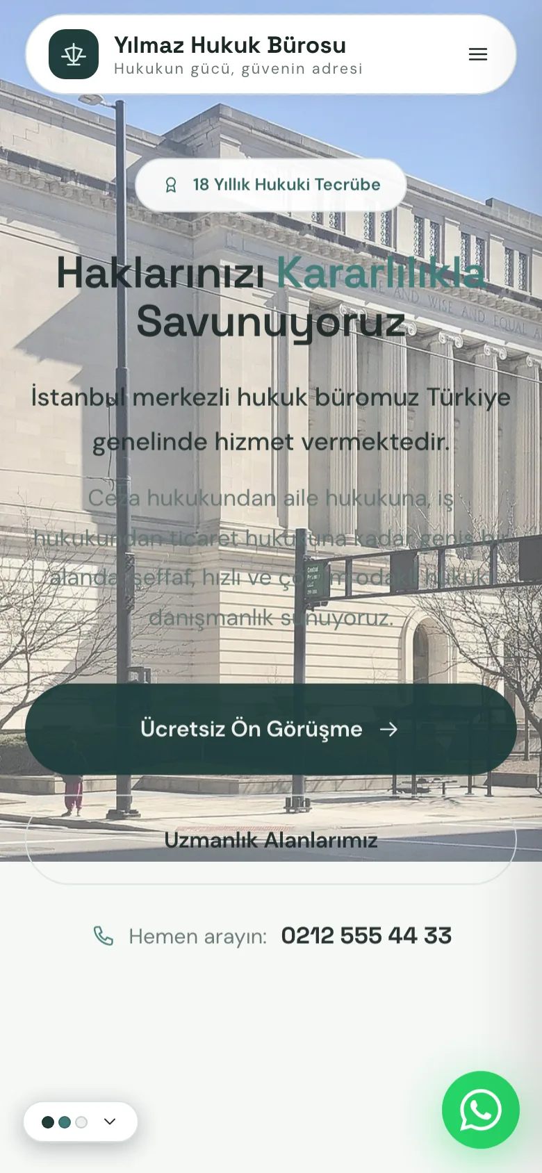 Avukat 3 · Sıcak Minimal Tek Sayfa sitesinin mobil görünümü