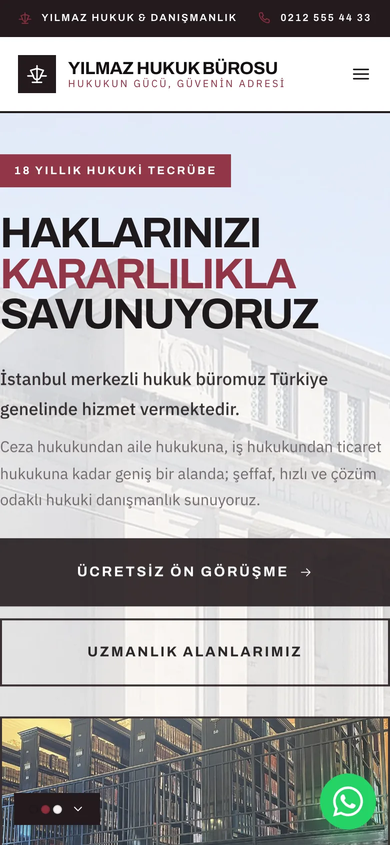 Avukat 5 · Tipografik Tek Sayfa sitesinin mobil görünümü