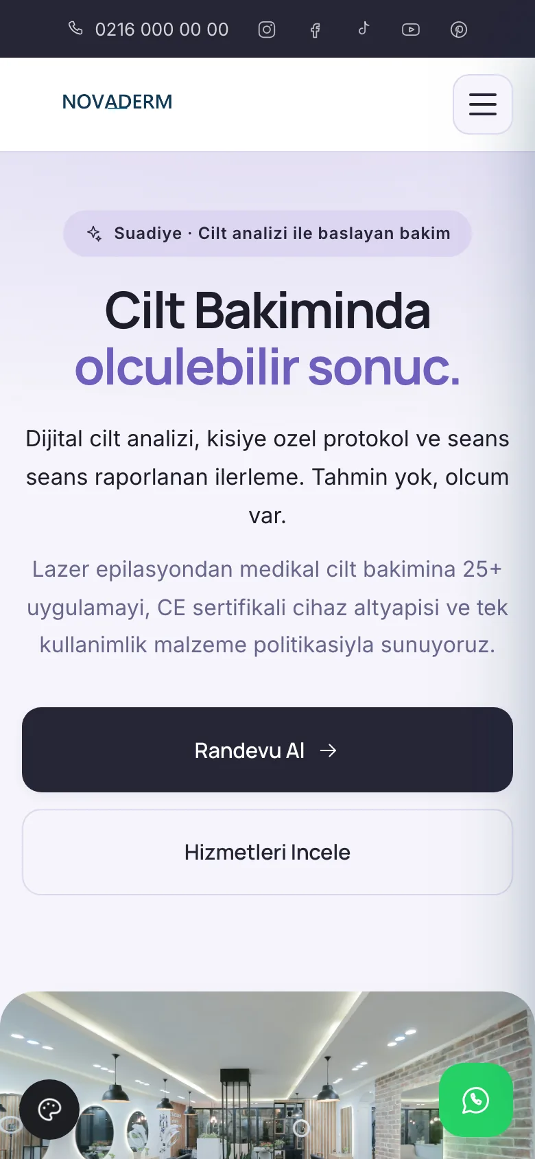 Güzellik Merkezi 2 · Klinik Mavi sitesinin mobil görünümü