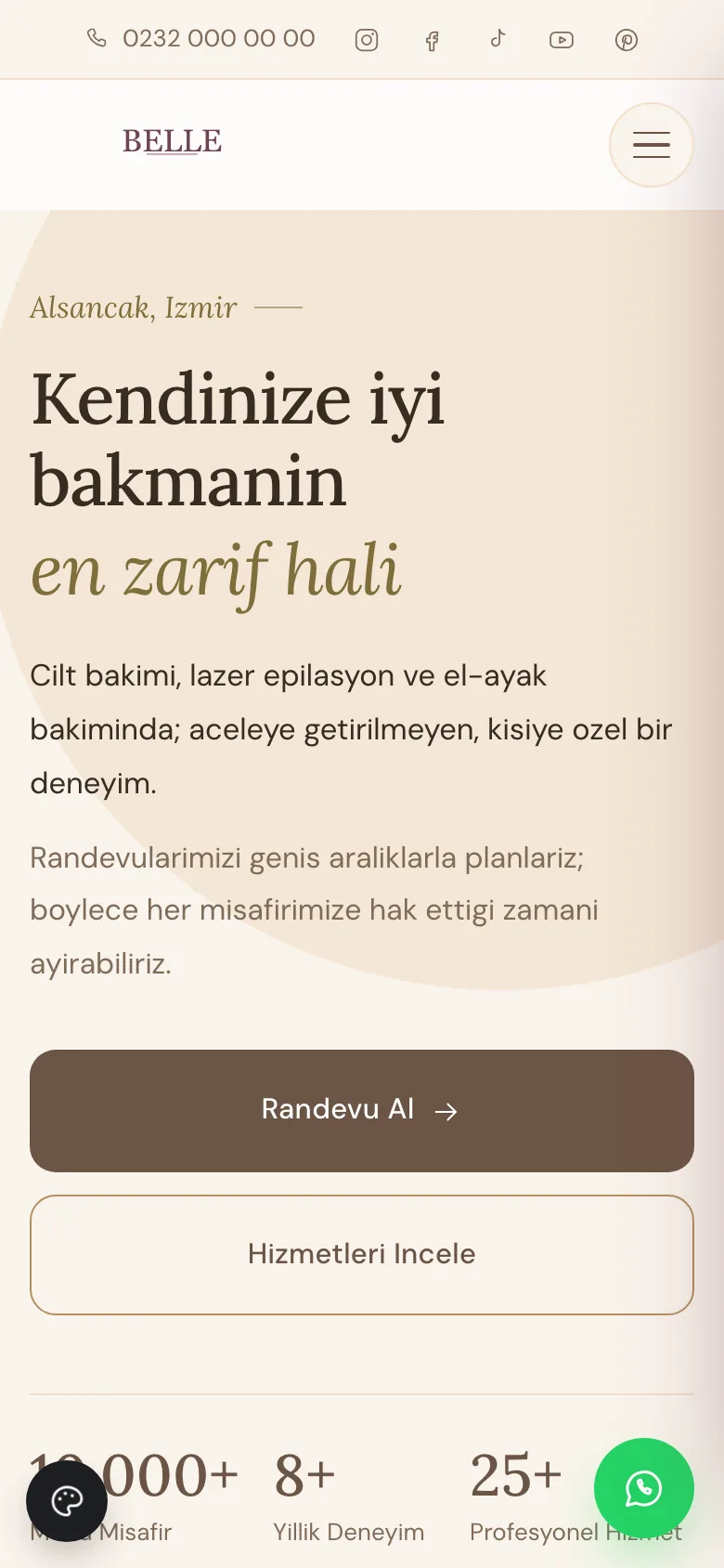 Güzellik Merkezi 3 · Pudra İpek sitesinin mobil görünümü