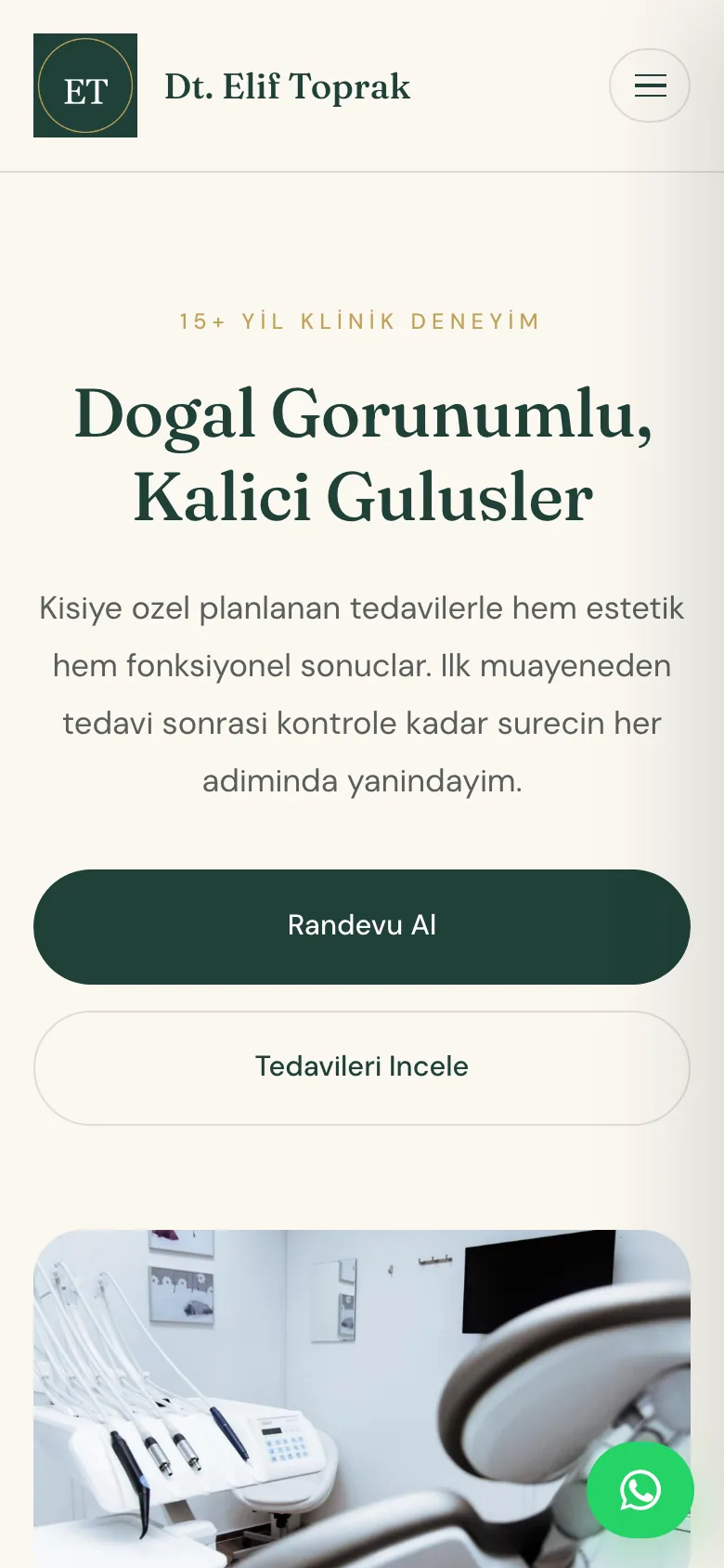 Diş Hekimi 4 · Adaçayı Krem sitesinin mobil görünümü