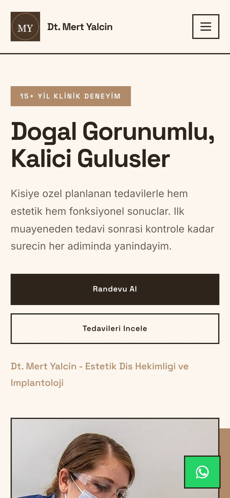 Diş Hekimi 5 · Bej Kahve sitesinin mobil görünümü