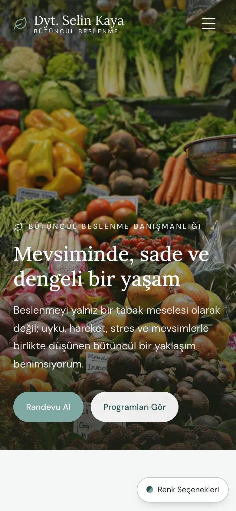 Diyetisyen 4 · Adaçayı sitesinin mobil görünümü