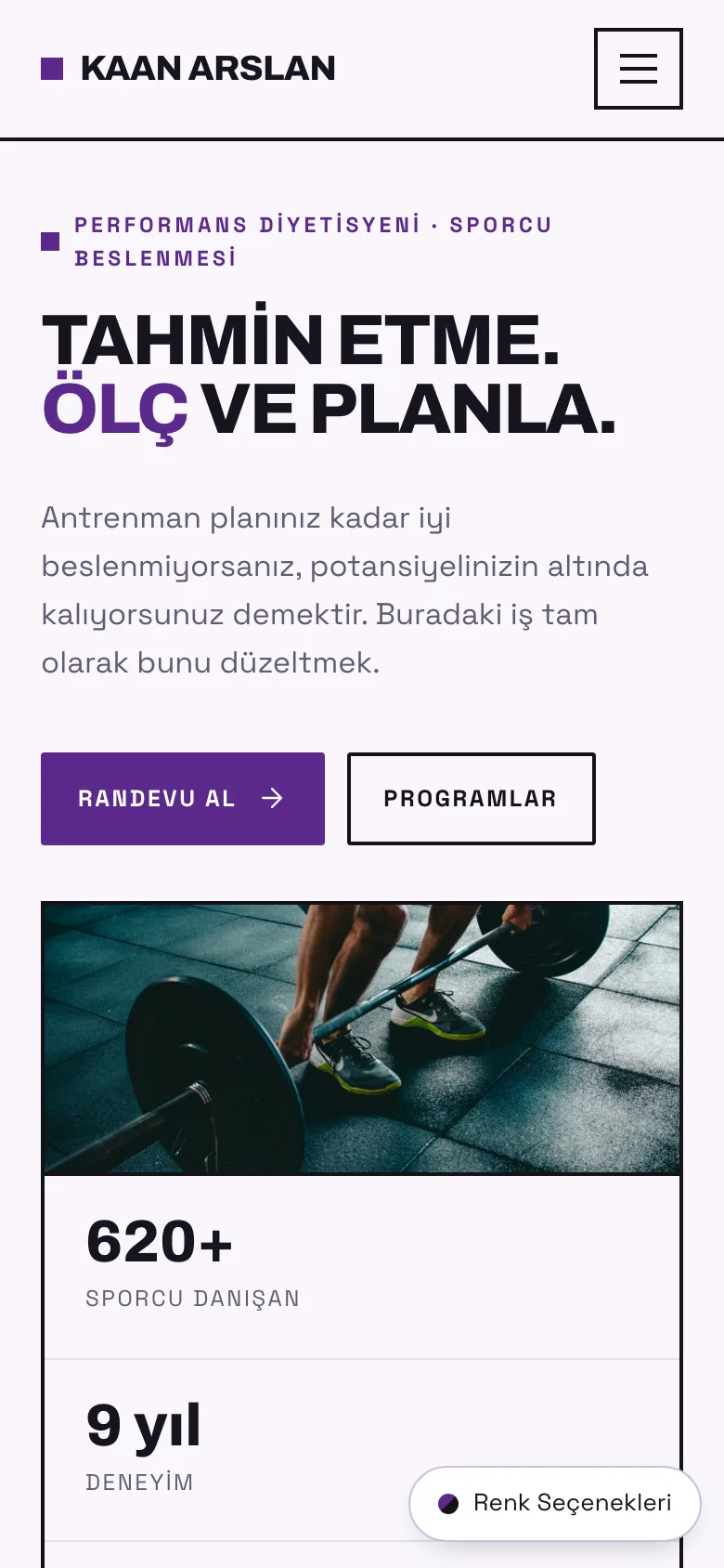 Diyetisyen 5 · Terrakota sitesinin mobil görünümü