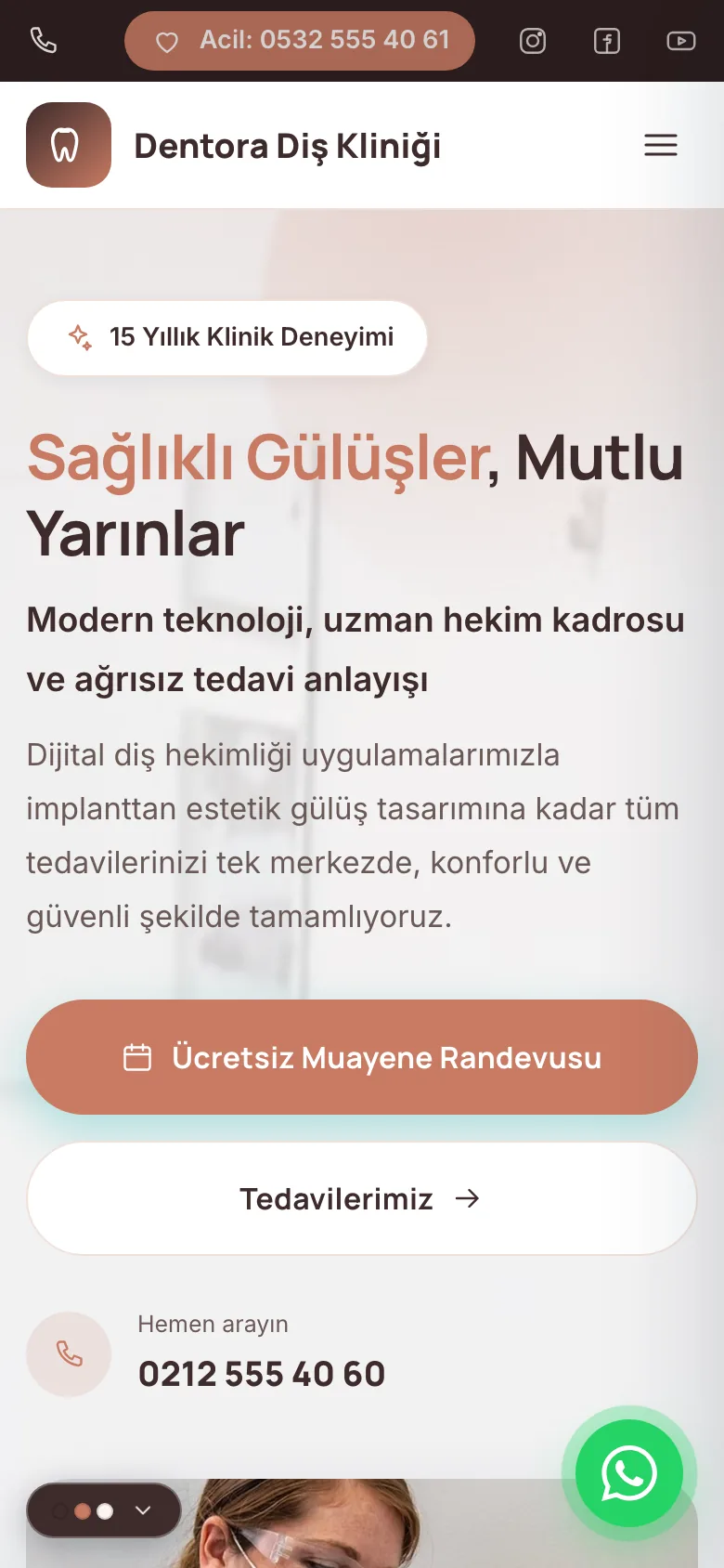 Diş Kliniği 1 · Kurumsal Klinik sitesinin mobil görünümü