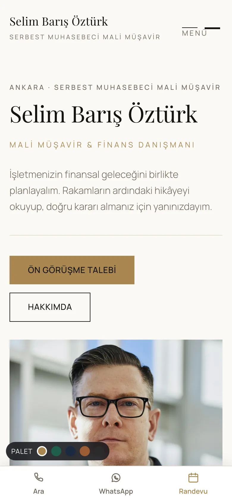 Mali Müşavir 3 · Şampanya sitesinin mobil görünümü