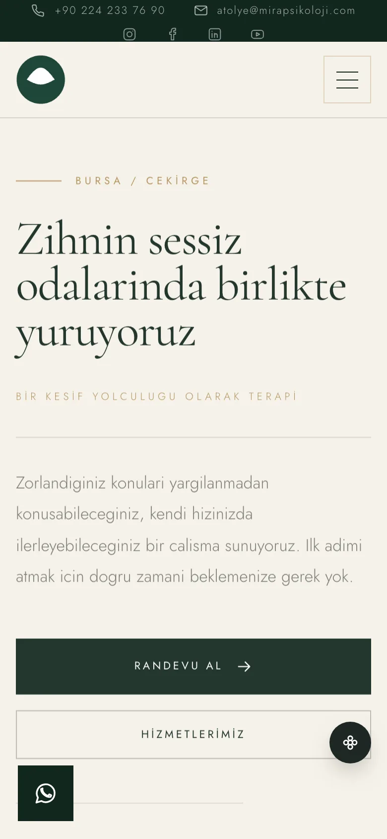 Psikolog 5 · Doğal Lüks sitesinin mobil görünümü