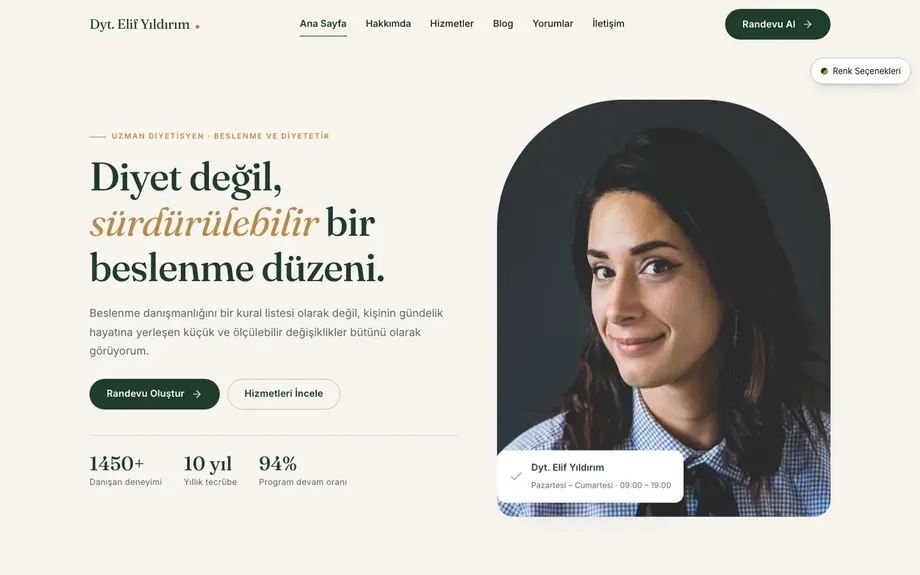 Diyetisyen 1 · Krem ve Yeşil ekran görüntüsü