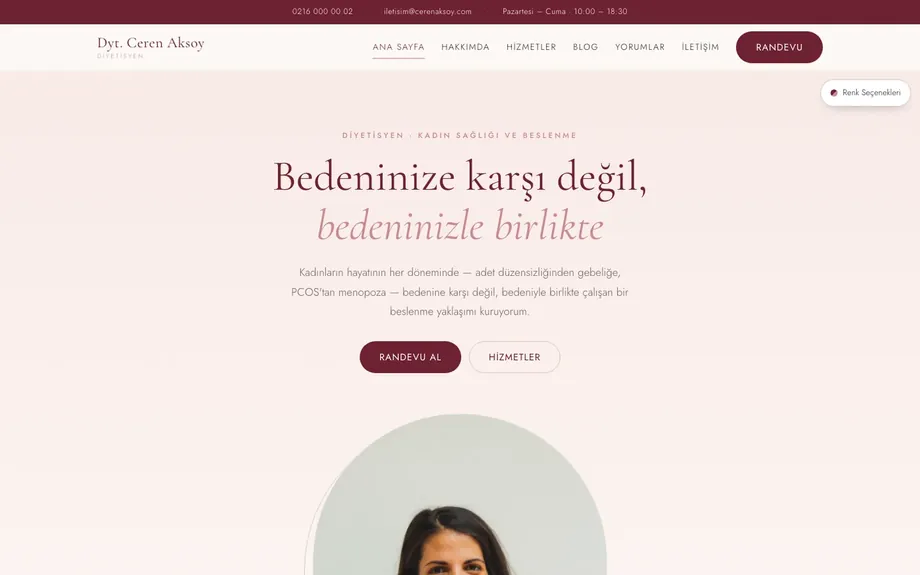 Dietisyen Site 2 — Pudra & Bordo (varsayılan)